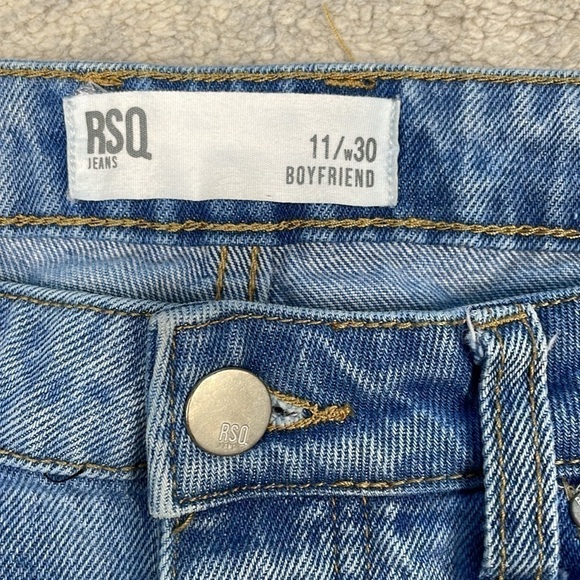 RSQ Boyfriend Jeans Tillys Loose Distressed Light Wash Blue Button Fly Sz 30 - Picture 10 of 12